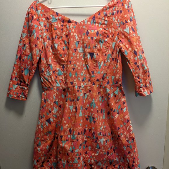 Cute pink multicolor vintage inspired H&M mini dress SZ 10/EUR 40 - Picture 3 of 3